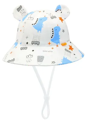 Immagine prodotto di Cappello da sole per neonati, unisex, protezione UV 50, modello "orecchie da orso", cappello da pescatore, taglia 3-6 mesi, colore blu