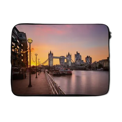 Produktbild von MuchoWow® Laptop Hülle 14 ZollSonnenuntergang in London mit Tower Bridge Laptoptasche - Laptoptasche - Stoßsicher - Schutzhaube