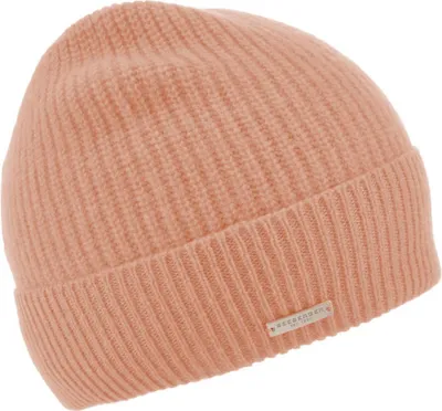 Seeberger Kaschmir Aufschlag-Strickmütze in Rippenmuster in rosa