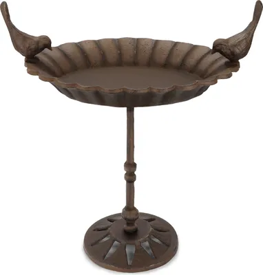 Produktbild von WILDLIFE HOME Vogeltränke stehend I Vogeltränke 41cm hoch mit Standfuß Garten, Balkon I Vogelbad frostsicher aus Gusseisen, Wassertränke für Vögel, Wildvögel