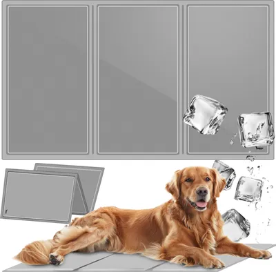 Produktbild von PURLOV Kühlmatte für Hunde Groß 90x50 – Selbstkühlende Gel Matte für Haustiere – Kühlmatte Hund für Sommer & Auto – Komfortable Kühlmatte Bett für Große und Kleine Tiere – Grau 25531