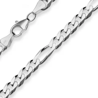 Produktbild von 6mm Armband Figarokette diamantiert Armschmuck aus 925 Silber rhodiniert 19cm
