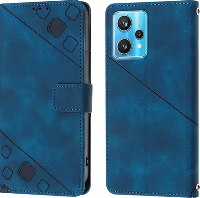Produktbild von Hülle für OPPO Realme 9 Pro+ 5G Prägung Flip Leder Brieftasche Schutzhülle mit Ständer Blau
