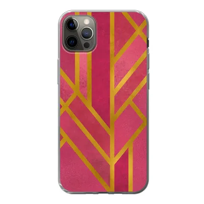 Produktbild von MuchoWow® Handyhülle Schutzhülle Hülle für iPhone 13 Pro Max Gold - Rosa - Geometrisch Silikon Softcase Handy Hülle - Mobiltelefon