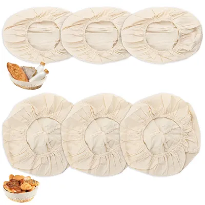 Produktbild von Leineneinsatz für Gärkorb - 6-teiliges Set für ovale und runde Gärformen - Backzubehör für Brot und Teig
