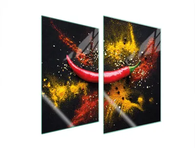 Immagine prodotto di Piastre copri fornelli 2 pezzi 35x52 Copri piano cottura in Vetroceramica tagliere in vetro color peperoncino