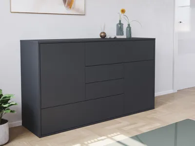 Produktbild von Sideboard stehend Karat A 140cm 2 Türen 4 Pushauszüge Grafit : Grafit Varianten: Grafit