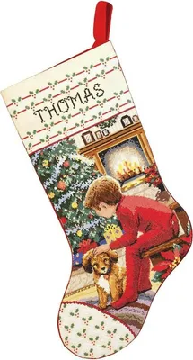 Productafbeelding van Janlynn telwerk borduurset "Sok wachtend op de Kerstman", 43 x 30 cm