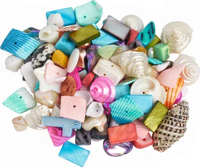 Produktbild von Muschelperlen, bunter Mix, 100 g