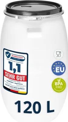 Produktbild von Garronda 120L Plastikfass Lebensmittelfass aus HDPE-Plastik für Haus&Garten GD-0078, Weiß