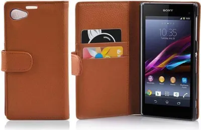 Produktbild von Cadorabo Schutzhülle für Sony Xperia Z1 COMPACT Hülle in Braun Handyhülle Etui Case Backcover Kunstleder Tasche