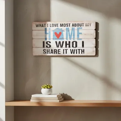 Produktbild von Holzbild Wandschild Holzschild Holzschild Wand Bild Querformat HOME 100x50 cm