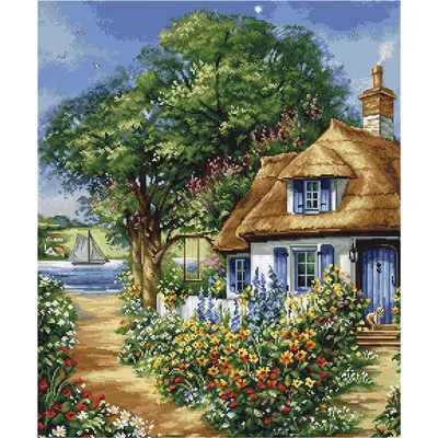 Immagine prodotto di Luca-S Set punto croce "Paesaggio estivo"; schema di conteggio, 34x41cm