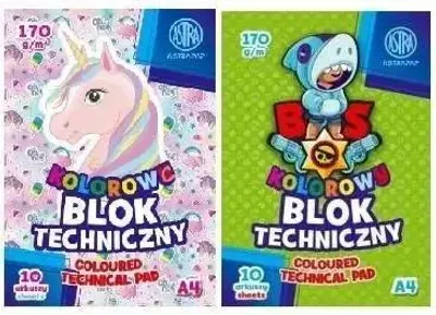 Produktbild von A4-Blattblock, farbig, 170 g, 10 Blatt, Marke Astra