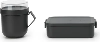 Produktbild von Brabantia Make & Take, Brotdosenset, Erwachsener, Grau, Kunststoff, Einfarbig, Rechteckig