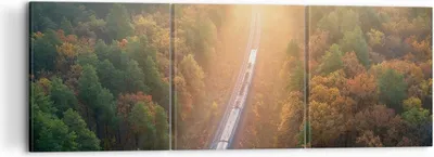 Produktbild von Bild auf Leinwand - Leinwandbild - 3 Teile - Bahn Herbst So - 120x40cm - Wand Bild - Wanddeko - Wandbilder - Leinwanddruck - Bilder - Wanddekoration - Leinwand bilder - Wandbild - CA120x40-4632