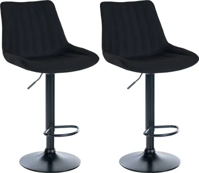 Produktbild von CLP 2er Set Barhocker Toni Stoff drehbar und stufenlos höhenverstellbar schwarz Material Gestell Metall matt schwarz