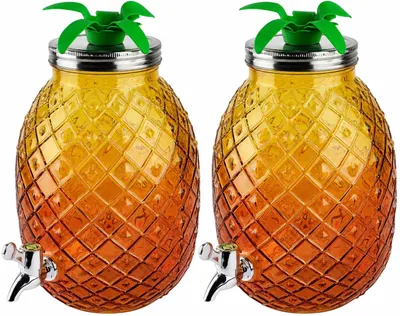 Produktbild von 2 Getränkespender Ananas Wasserspender Saftspender Trinkspender Glas 4,5 Liter
