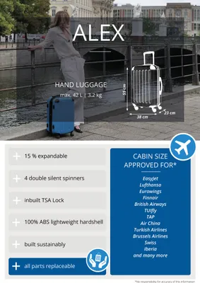 Produktbild von Alex - 2er Set Handgepäck + Mittelgroßer Koffer, Kofferset Resekofffer Trolleys Hartschale Polycarbonat glänzend,Schwarz-Grün