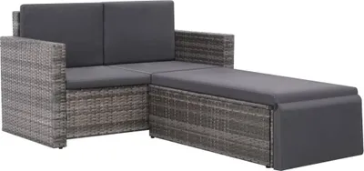 Obrázok produktu pre vidaXL 2-dielna záhradná obývacia súprava s vankúšmi Poly Rattan Grey