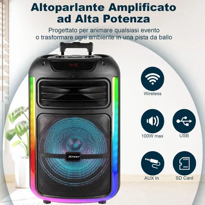 Image de Haut-parleur sans fil pour fêtes - Haut-parleur karaoké - Haut-parleur pour fêtes - Haut-parleur portable - Haut-parleur Bluetooth