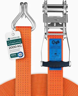 Produktbild von Famanu Spannband mit Ratsche und Haken - 35 mm x 6 m - 2000 kg Bruchlast - Set von 2