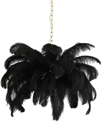 Image de Light & Living - Lampe à suspendre Feather - Noir - Ø80cm Lampe à suspendre - Lampe de table à manger - Lampe de salon - Lampe de chambre à coucher - Salon
