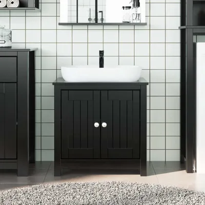Produktbild von "2026 Promotion" Waschbeckenunterschrank BERG Schwarz 60x34x59 cm - Kiefernholz - Badezimmer CC21752