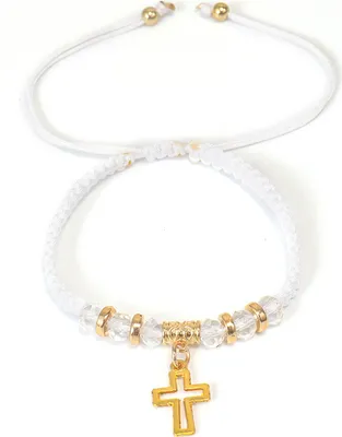 Immagine prodotto di Bracciale a maglia con croce - bianco