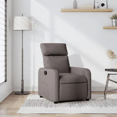 Image de Fauteuil relax confortable en tissu doux, avec dossier réglable, de couleur taupe