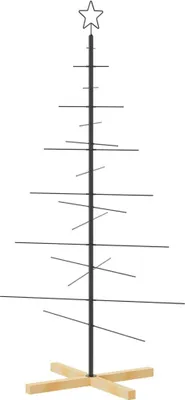 Obrázok produktu pre vidaXL Vianočný stromček kovový s dreveným stojanom čierny 150 cm