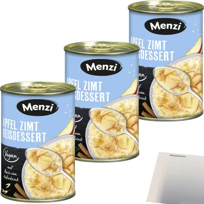 Produktbild von Menzi Apfel-Zimt Reisdessert 3er Pack (3x400g Dose) + usy Block