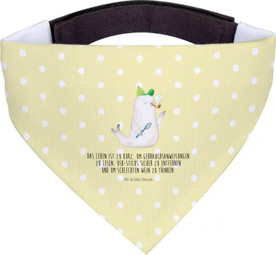 Produktbild von Mr. & Mrs. Panda Halstuch Robbe Sherlock - Gelb Pastell - Geschenk, Bandana für Hunde, Hundehalstuch, Lustige Sprüche, Hund