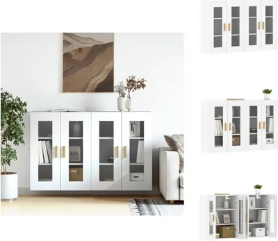 Obrázek produktu pro vidaXL Nástěnné skříňky 2 ks. Bílý materiál na bázi dřeva - Příborníky