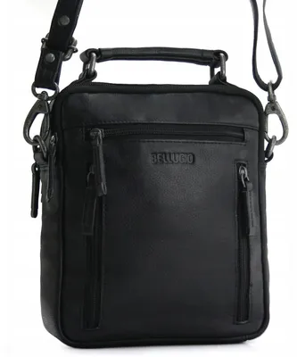 Produktbild von Bellugio Herren Crossbody-Tasche aus Leder, Schwarz