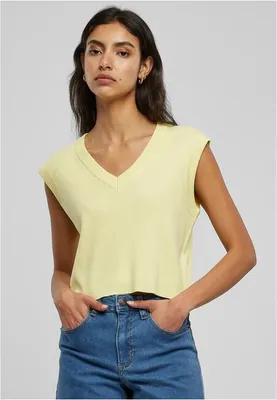 Produktbild von Urban Classics - Damen Short Knitted Pullunder SOFT YELLOW XXL