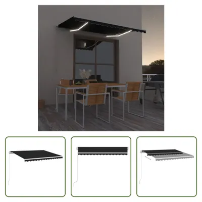 Produktbild von The Living Store Markise Manuell Einziehbar mit LED 350x250 cm Anthrazit