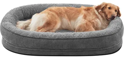 Immagine prodotto di Cuccia ortopedica per cani, grigia, 114x82 cm, taglia L, impermeabile, con rivestimento in pile e imbottitura a 360°