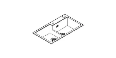 Produktbild von GROHE K500, Aufsatzwanne, Rechteckig, Quarzkomposit, Schwarz, 2 Becken, Rechteckig