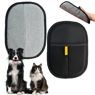 Immagine prodotto di Guanti per rimuovere i peli di animali, 2 pezzi - Riutilizzabili - Doppia faccia - Adatti per cani e gatti - Rimozione efficace dei peli - Materiale morbido - Rimuovi peli di animali