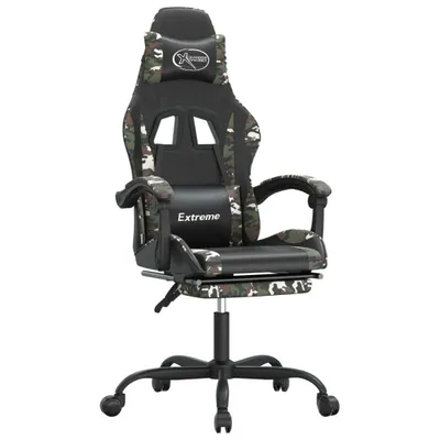 Produktbild von vidaXL Gaming-Stuhl mit Fußstütze Schwarz und Tarnfarben Kunstleder