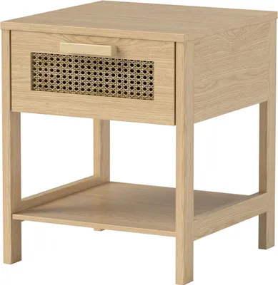 Immagine prodotto di Comodino comodino naturale comodino con cassetto ripiano aperto design rattan naturale 40 x 40 x 48,4 cm