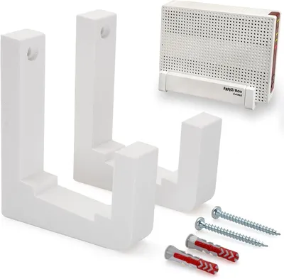 Productafbeelding van Wandhouder voor FritzBox 6690 kabel 6590 6591 voor AVM FritzBox kabelkabel - Twee stuks incl. bevestigingsmateriaal