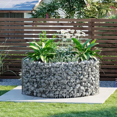 Produktbild von SONGMICS Drahtkorb Gabion, Gabionenkorb, rund, Steinkorb, rostfrei, Ø90 cm