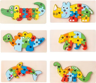 Produktbild von 6 Stücke Holz Tier Passende 3D Puzzle Pädagogische Interessante Puzzle Spielzeug