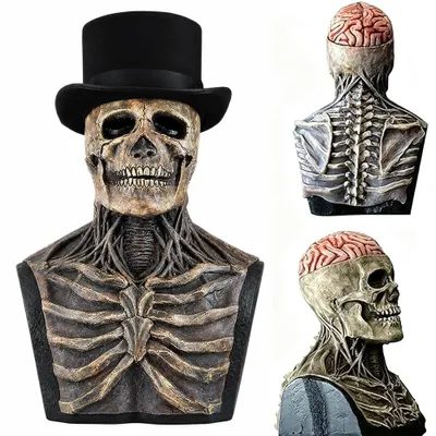 Obrázok produktu pre Halloweenska maska v tvare lebky, celo tváre, univerzálna veľkosť, vhodná na kostýmové párty