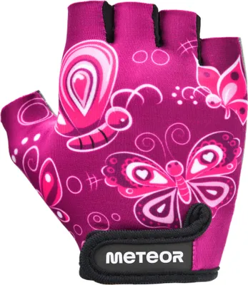 Produktbild von Meteor Kinder Fahrradhandschuhe, Bike Gel BMX Handschuh, Jungen Fahrrad-Handschuhe, Mädchen Radhandschuhe XS Butterflies rosa