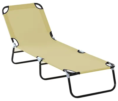 Produktbild von Sonnenliege klappbar 5-fach verstellbar, 190x56x28 cm, Creme, Oxford-Polyester, schnelltrocknend, pulverbeschichteter Metallrahmen