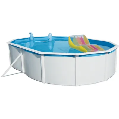 Obrázok produktu pre Súprava oceľového bazénu Intex Nuovo de Luxe, oválny, 7,3 x 3,7 x 1,2 m, oceľový plášť, vnútorná fólia, rebrík, skimmer, prívodná tryska, hadice bez filtračného systému