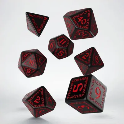 Produktbild von SRUN06 - RuneQuest Würfelset, schwarz & rot (7)